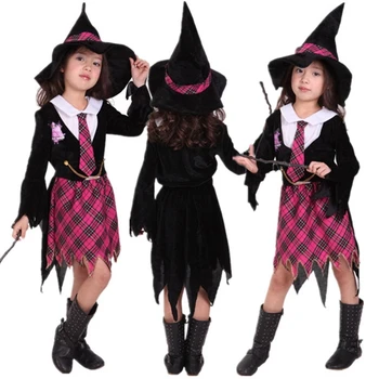 

Children Harry Female Magician Sorceress Witch Costume Kids Girls Cosplay Fancy Dress Clothes for Carnival Halloween Masquerade