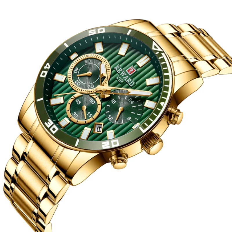 Men's Three Eye Six Pin Watch Waterproof Calendar Sports Time Men's Watch Steel Belt Multifunctional Luminous Quartz Watch