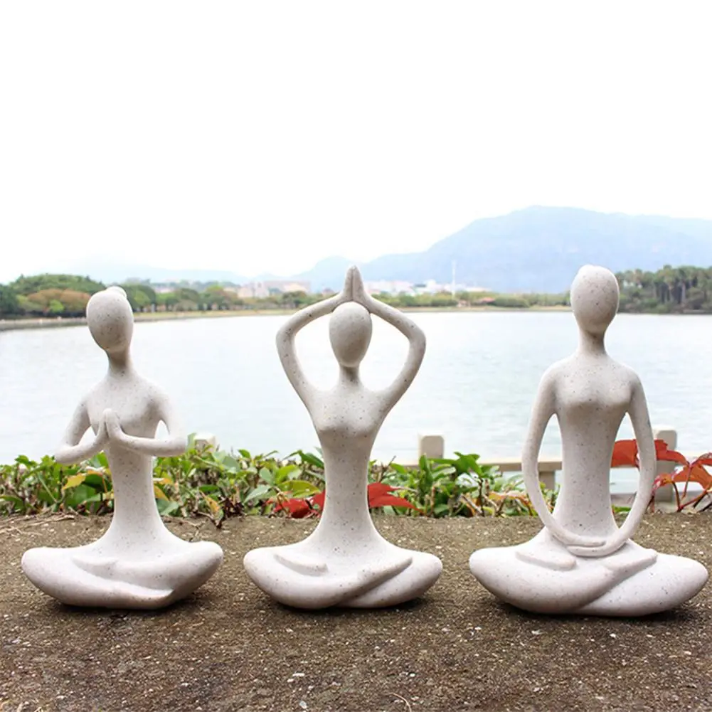 Set of 3 Yoga Meditation décor Pose Statue Home Decoration Zen Yoga Figurine 