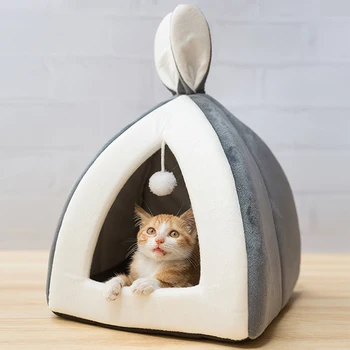 

Pet Puppy Beds Indoor House Winter Warm Nest For Cats Dogs Collapsible Cat Cave Cute Sleeping Mats Cushion Winter Products