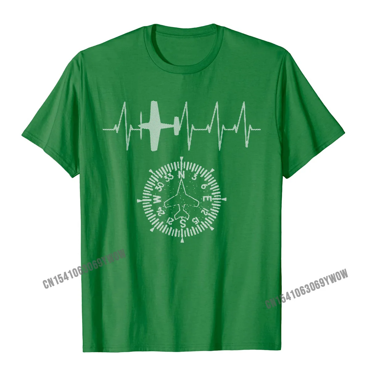 Design Men's Company Europe Tops Shirts Round Collar Summer Fall All Cotton T-shirts Design Short Sleeve T Shirt Funny Airplane Pilot Shirt Heartbeat T-Shirt Aviation Gifts__36 green