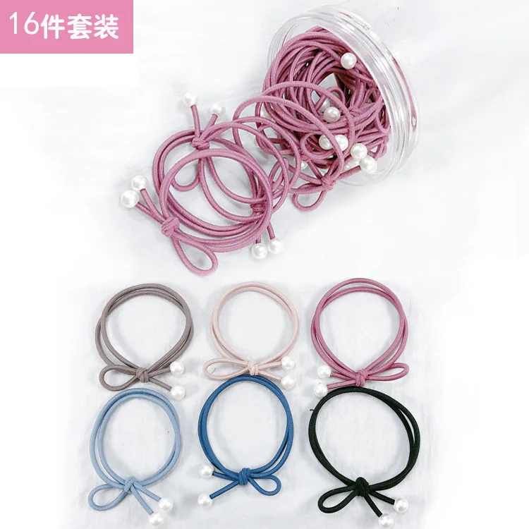 

Japanese And Korean Style 16 Pieces Base-Adult Hair Accessories Simple Bow Pearl Hair Band Headband WOMEN'S Suit