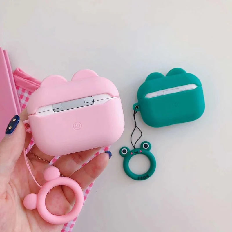Чехол с милой лягушкой и bluetooth-гарнитурой для Airpods pro, силиконовый мягкий защитный чехол для Apple Airpods pro, Модный чехол