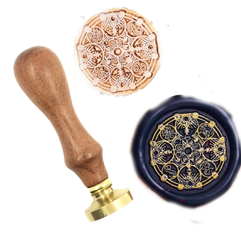 Spatiotemporal array wax seal copper brass stamp wood handle DIY Scrapbooking head Vintage and high quality3 | Дом и сад