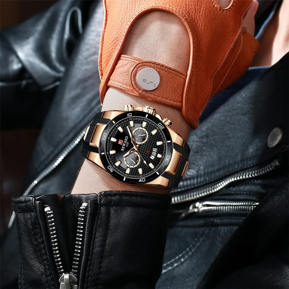 2020 REWARD New Sport Mens Quartz Watches Hot Luxury Brand Watch For Men Silicone Wristwatch Waterproof Clock Relogio Masculino