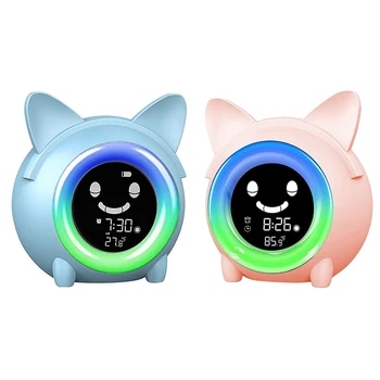 

LCD Display Alarm Clock,Smart Night Light Clock,with Temperature Detector & Sleeping Training,for Kids & Children