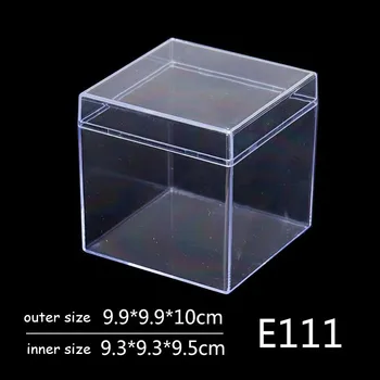 

High Quality Clear Square Plastic Storage box PS material transparent display box with lidded 9.9x9.9x10cm X 1