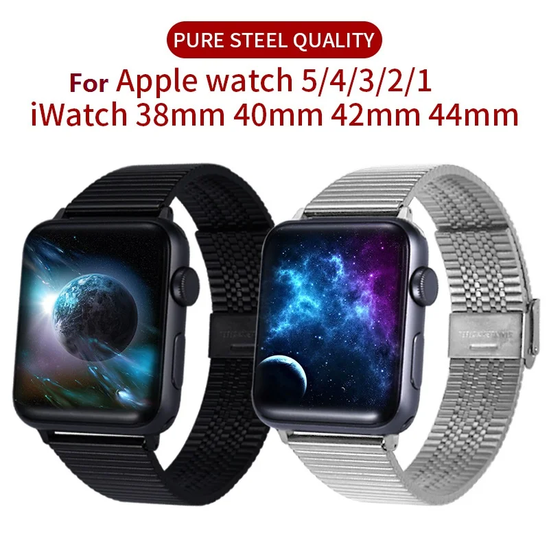 

Stainless Steel Metal Strap for Apple Watch band 38mm 42mm 40mm 44mm Butterfly Buckle Bracelet for iWatch Series 5 4 3 2 1