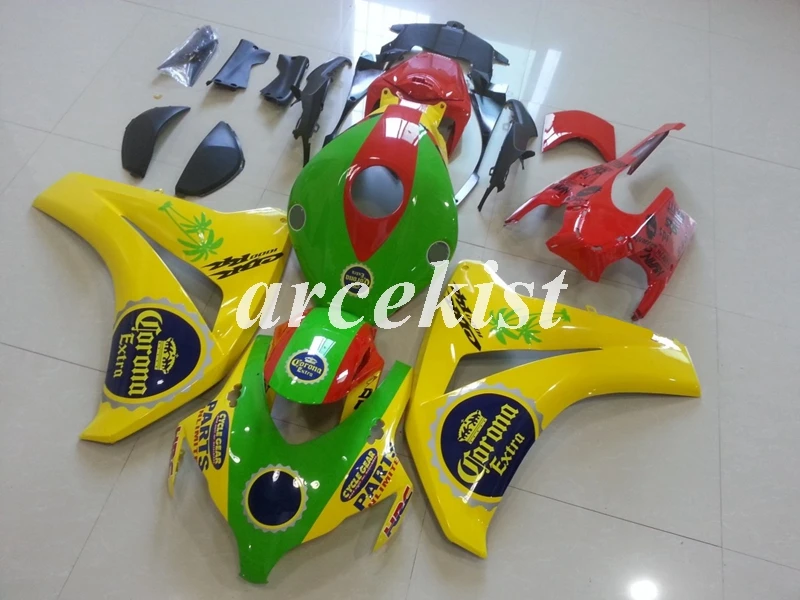 Литьевая Форма ABS мотоцикл обтекатель комплект Подходит для Honda CBR1000RR 08 09 10 11 2008 2009 2010 2011 тела набор желтый зеленый - Цвет: green yellow