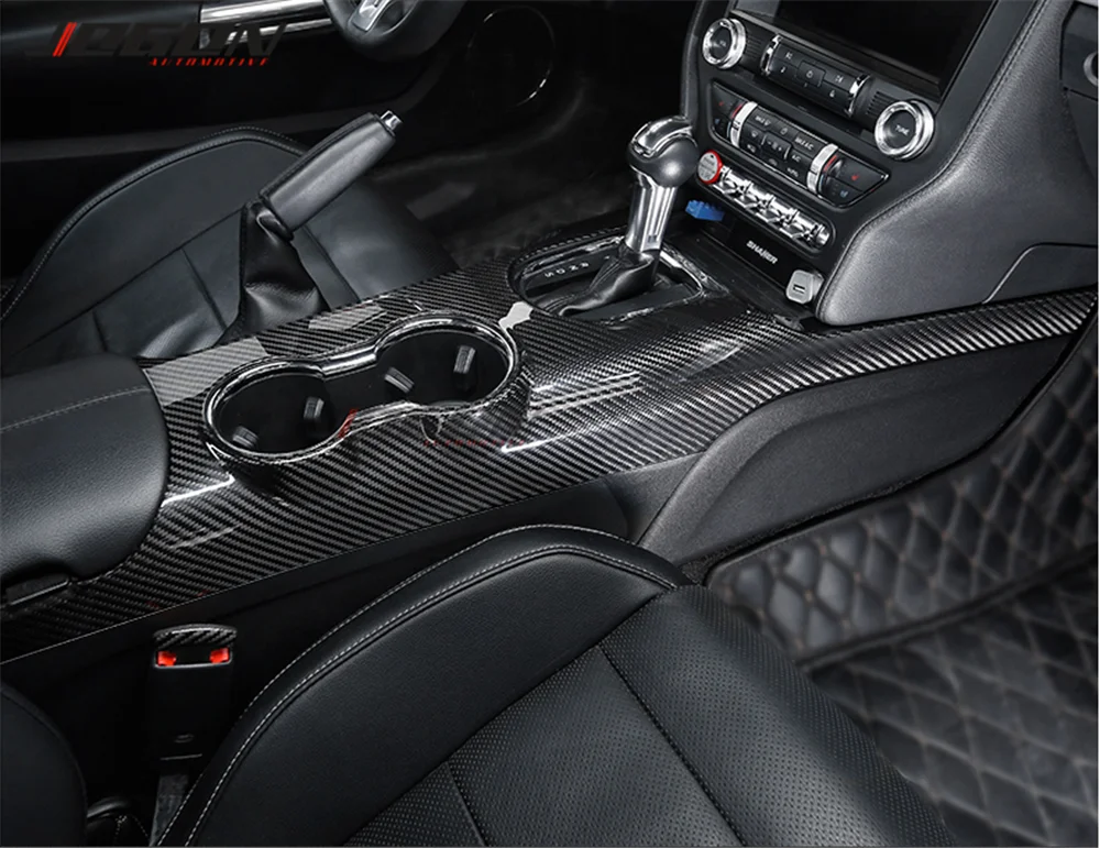 Alcantara Pour Ford Mustang 2015-2023 Pommeau De Levier De Vitesse Panneau Couverture Garniture Console Centrale Autocollants Voiture Intérieur Tuning Accessoires