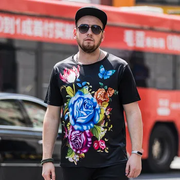 

GONTHWID New wholesale Plus size men's print short sleeve t-shirt cotton