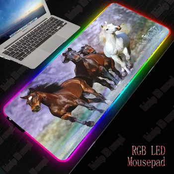 

XGZ Animal Horse RGB Large Gaming Mouse Pad Computer Gamer USB Wired LED Lighting Colorful Luminous Mousepad Desk Mice Mat