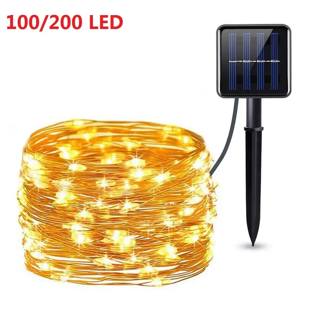 100/200 LED Starry Fairy Solar String Light Waterproof for Outdoor Indoor Wedding Party Decorative Copper Wire Garland Lamp | Лампы и