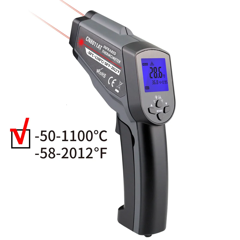 Двойной лазерный инфракрасный термометр-50-550/750/1100/1300/1600 градусов при высоких пирометр ИК Бесконтактный инфракрасный термометр Температура тестер - Цвет: -50-1100(degree)