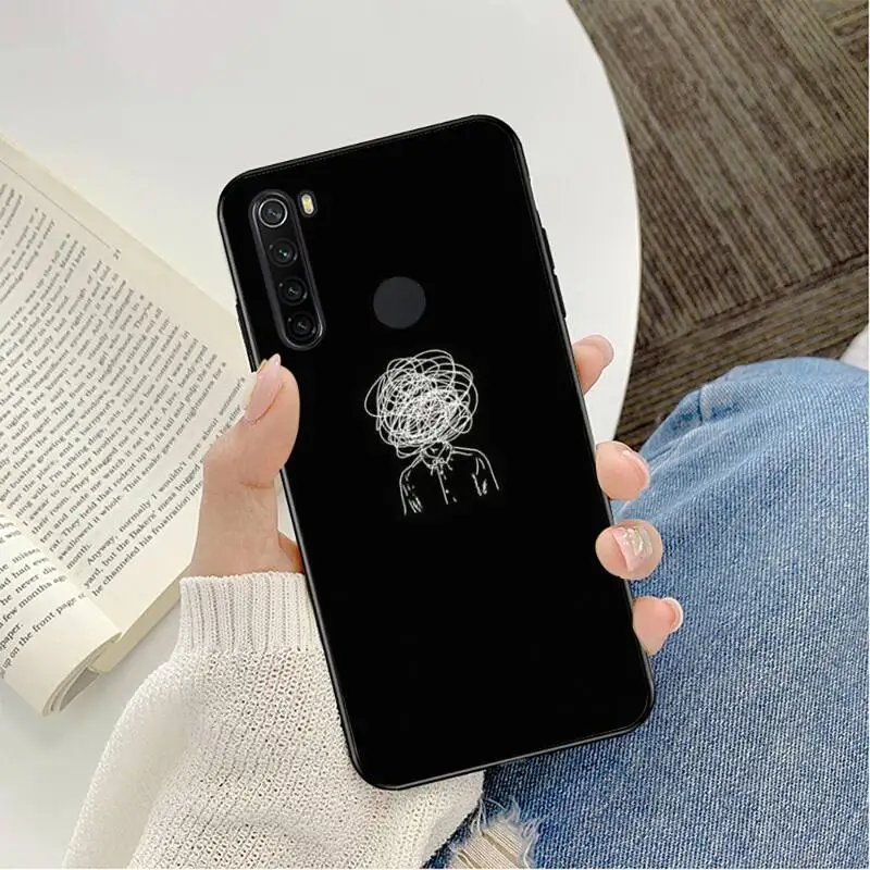 xiaomi leather case handle YNDFCNB Nền Đen Hoa Văn Ốp Lưng Điện Thoại Redmi Note 8Pro 8T 6Pro 6A 9 Redmi 8 7 7A Note 5 5A Note 7 xiaomi leather case cover