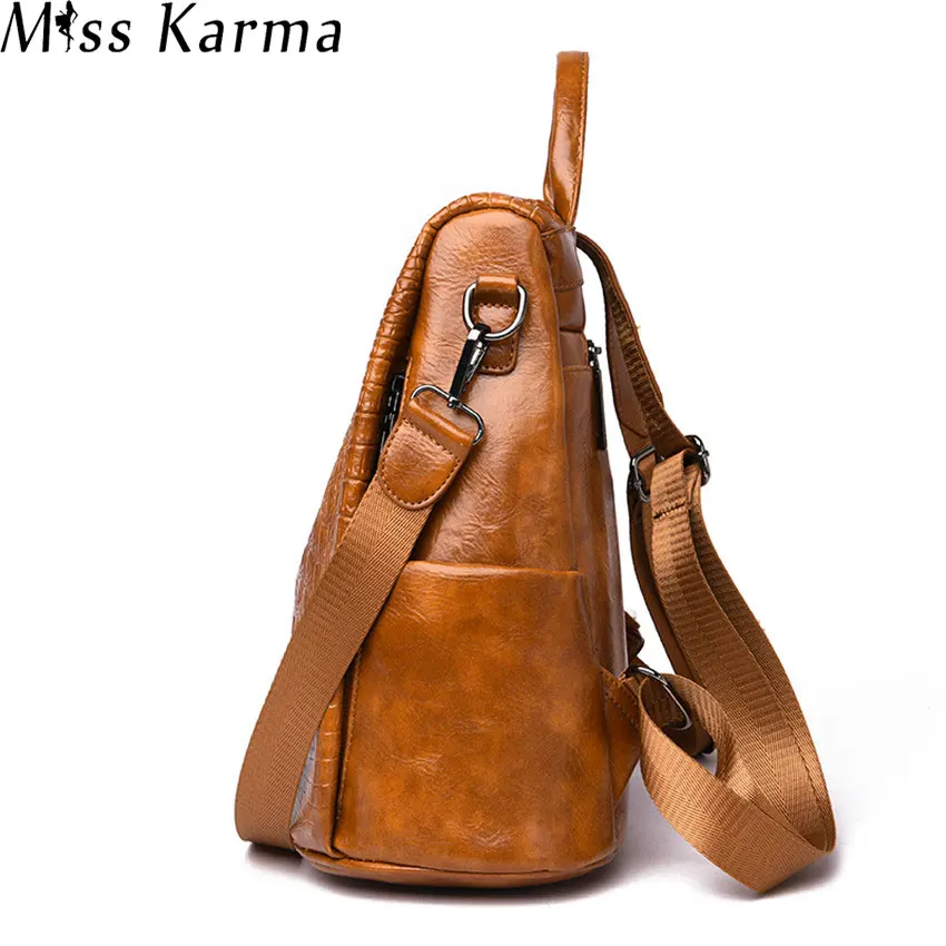 Модные рюкзаки из кожи аллигатора, Женский Противоугонный Школьный рюкзак, повседневная школьная сумка для девочек