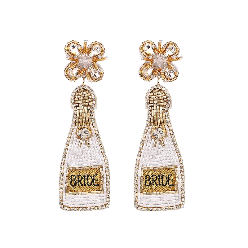 Boucles d'oreilles de mariage pour femmes, bijoux Boho, mode coréenne, chic, grandes et petites perles blanches, goutte d'oreille, perles faites à la main, boucles d'oreilles bouteille, nouveau