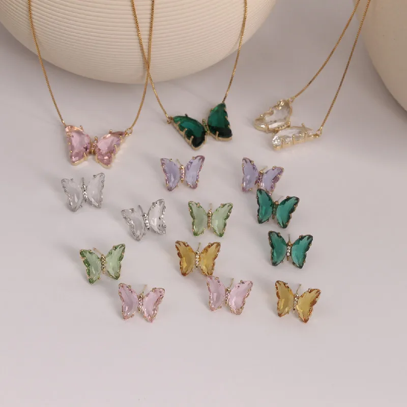 Butterfly Jewelry Glass Pendant Necklace Butterfly 23
