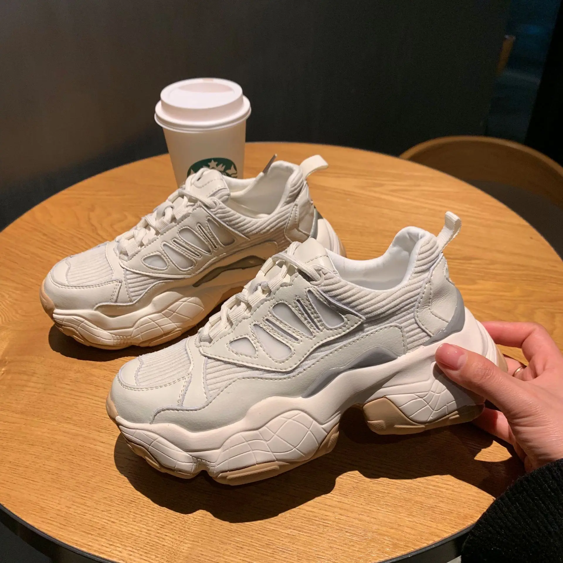 

Spring Platform Heel Lace-up Super Fire Dad Shoes Breathable Mesh Casual Single Shoes Women's Extra High Hot Selling WOMEN'S Sho