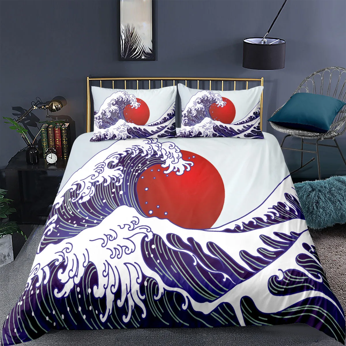 The Great Wave off Kanagawa Bedding Set 2/3Pcs Duvet Cover & Pillowcase(s) 3D Printed Quilt Cover Home Textile Gift 