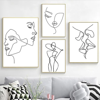 Nordic Minimalist  Figures Line Art Sexy Woman Body Nude Wall Canvas Paintings Drawing Posters Prints Decoration for Livingroom 1