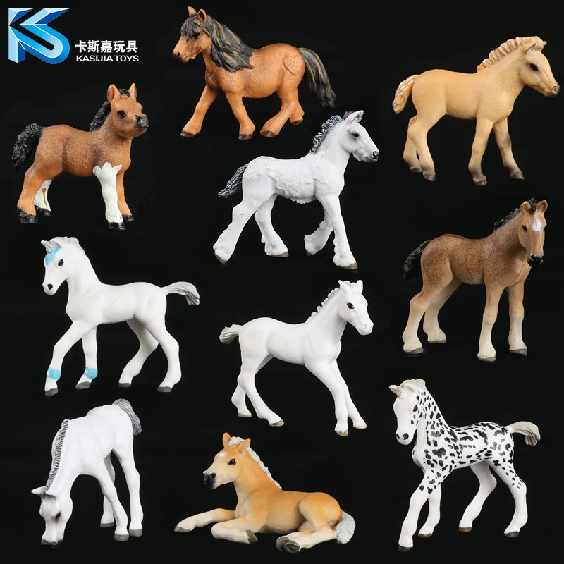 Wild Animal Model Solid Model CHILDREN'S Toy 10-Selectable Horse White Horse Thoroughbred Dark Horse
