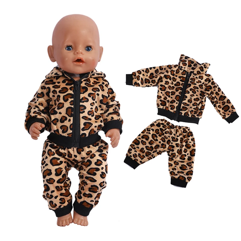 18 Inch Doll Clothes Bjd Doll 1/4 Baby Born Rainbow Clothes Fit 45cm American Girl Dolls Cute Leopard Print Doll Accessories