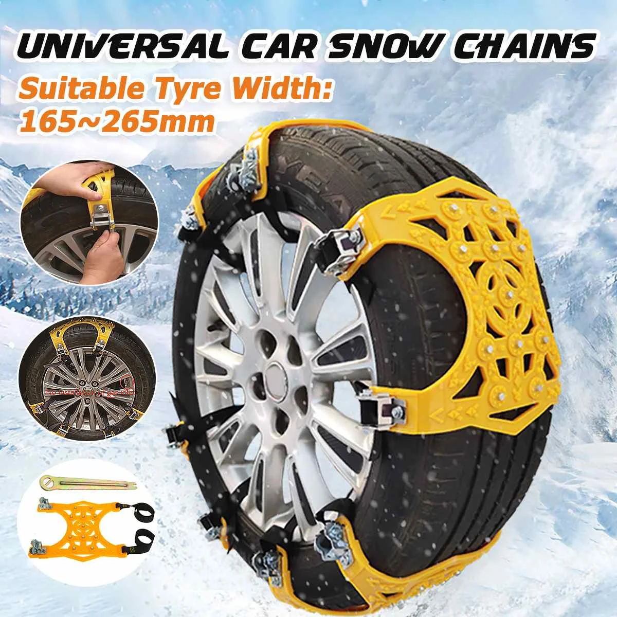 

TPU Auto Tire Snow Chains Anti-Skip Belt Safe Driving For Snow Ice Sand Muddy Offroad For Most Car SUV VAN Wheel