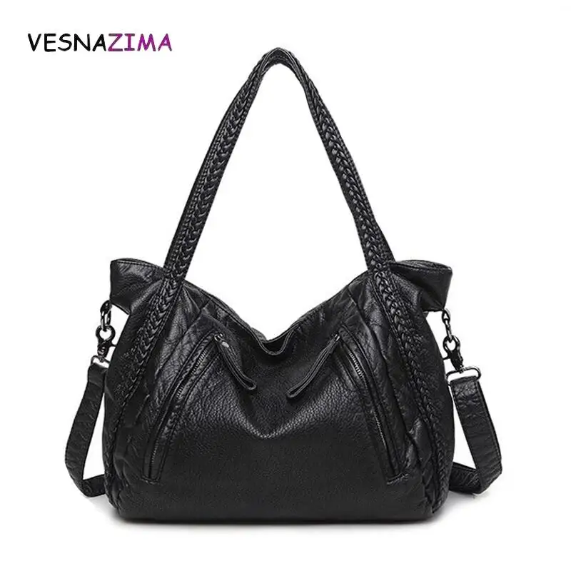 

New Women Leather Shoulder Bag Fashion Women Woven Handbag Leather Ladies Crossbody Bags Large Tote Bag Motorcycle Bags WM827Z