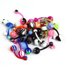 Кольцо для пупка, 20 шт./лот, цветная акриловая штанга для пирсинга пупка, ювелирные изделия для тела, смешанные цвета, бар для женщин, сталь, Ombligo