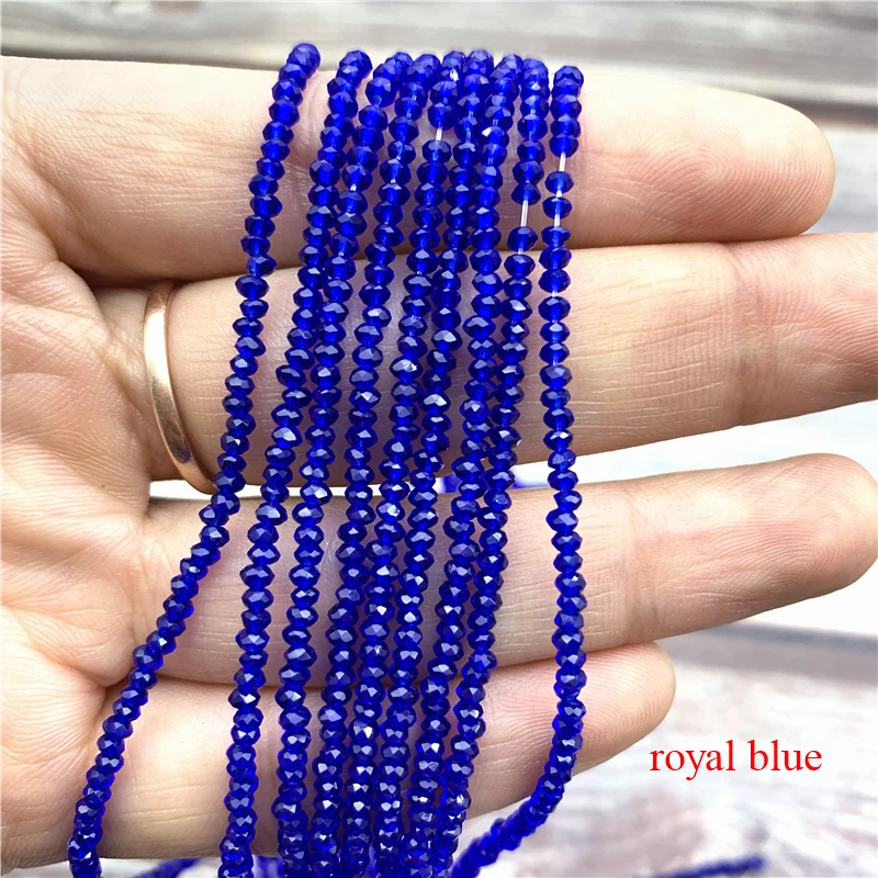 1 нитка 1X2 мм/2X3 мм маленькие хрустальные бусины Rondelle бисер-разделитель маленькие бусины для изготовления ювелирных изделий Diy - Цвет: royal blue