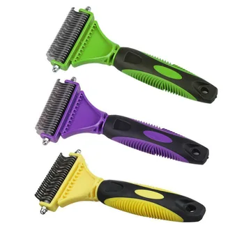 

3-in-1 Pet Dog Cat Dematting Pet Deshedding Tool Hair Comb Brush Rake with Anti-slip Handle Multi-use Pet Supplies E2S