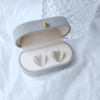 

2020 Sweet White Transparent Resin Opal Stone Earrings Acrylic Fruit Love Heart Stud Earrings for Women Travel Jewellery