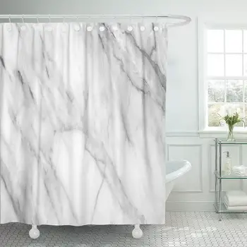 

Gray Nature Abstract White Marble High Resolution Floor Effect Shower Curtain Waterproof Polyester Fabric 72 x 78 Inches