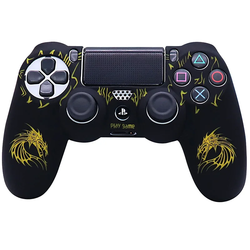 PS4 컨트롤러 스킨 케이스 용 실리콘 소프트 레이저 CarvingControl 케이스 Playstation 4 용 게임 패드 조이스틱 게임 액세서리 커버
