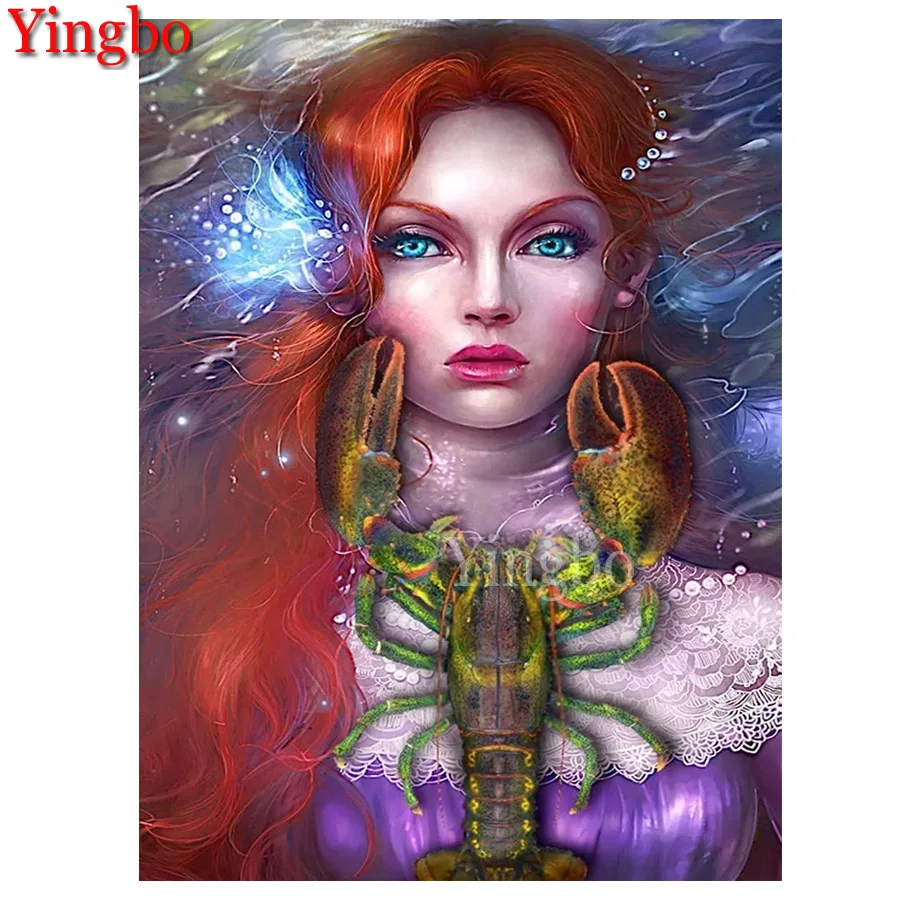 Diamond Painting Fantasy Art Lobster Women Full Drill Square Round