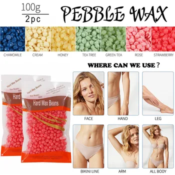 

2 Bag 100g Depilation Hair Removal Cream No Strip Depilatory Hot Hard Wax Film Pellet Waxing Bikini Hairs Removal Wax Bean L505