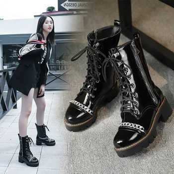 

Women's winter boots thickened non-slip zipper girl leather shoes boots women's boots