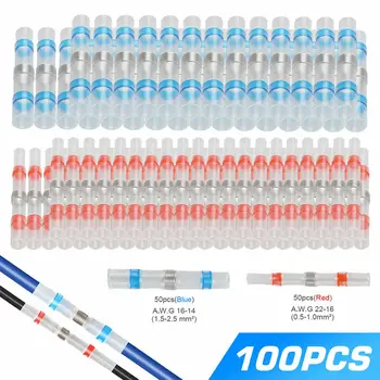 

100PCS Electrical Wire Connectors Solder Seal Kit, Heat Shrink Butt Connectors, Waterproof and Insulated Terminals