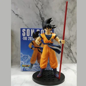 

Dragon Ball Z 20th Anniversary Black hair Son Goku wand Dragon Ball Super Saiyan Goku Action Figure Anime Model Doll Toy