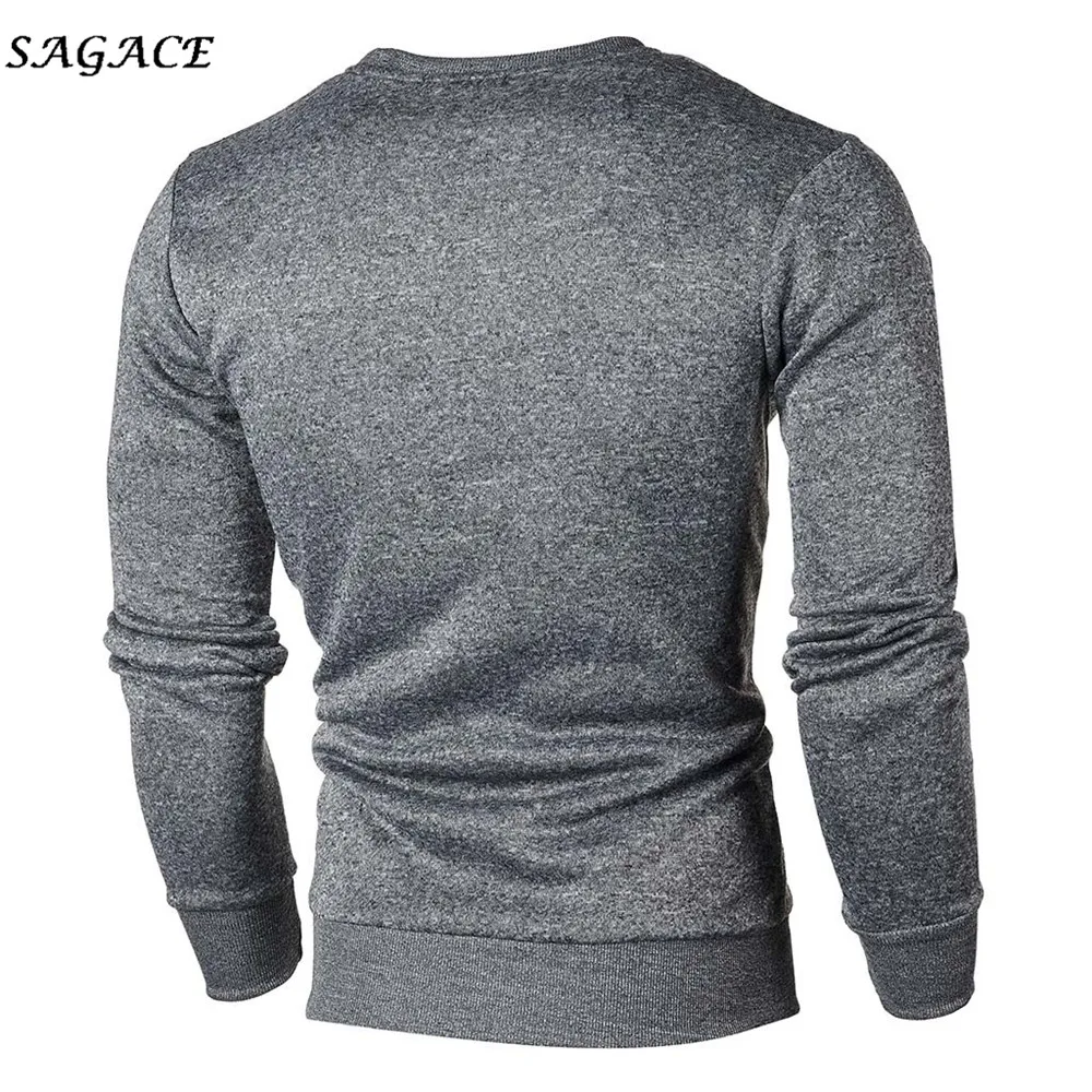 Sagace Clothes Men Sweatshirt Fashion Casual Men Autumn Warm Winter Solid Long Sleeve Pullover Sweatshirt Top Tee Outwear Blouse