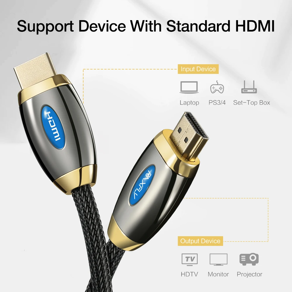RAXFLY HDMI кабель 4K видео кабель 3D HDMI к HDMI 2,0 кабель Шнур для Apple tv Box HD tv lcd проектор для ноутбука PS4 сплиттер переключатель