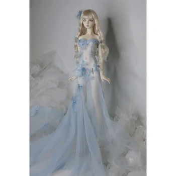 

MODIKERBJD Doll Costume Mesh Sky-blue Feather Wedding Dress for 1/4 1/3 BJD Dolls - No Doll