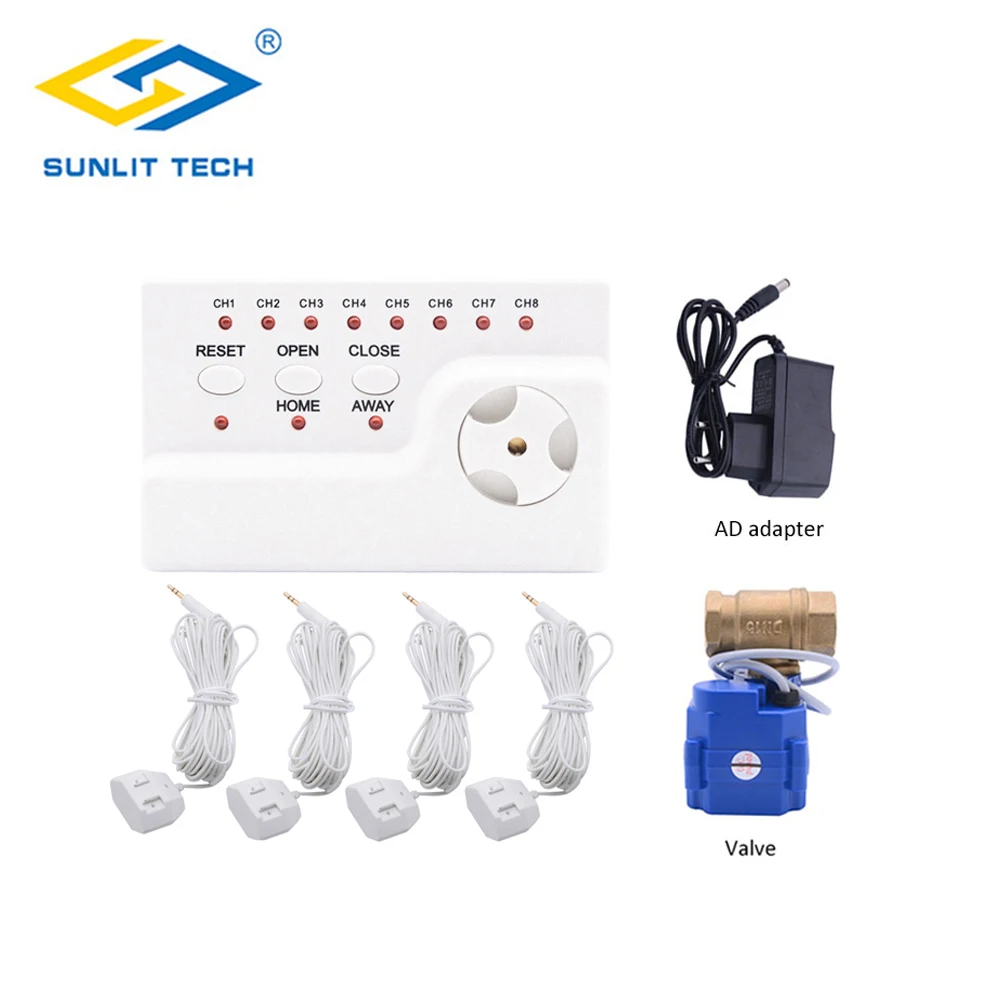 

Russian Ukraine Water Leak Detector Alarm For Home Smart Water Leakag Sensor System Kit with 4pcs cables Flood Alert Overflow