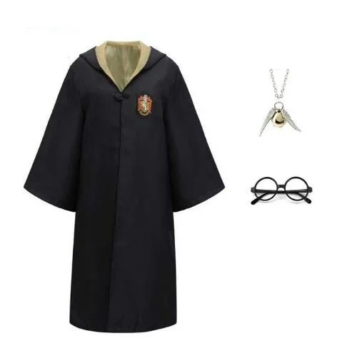 thumbnail image 1 of Capa de túnica mágica, disfraz de Potter, traje de Hermione, corbata, bufanda, varita, gafas, regalo de Godric, disfraz de Potter, ropa de fiesta de Halloween, 1 of 5