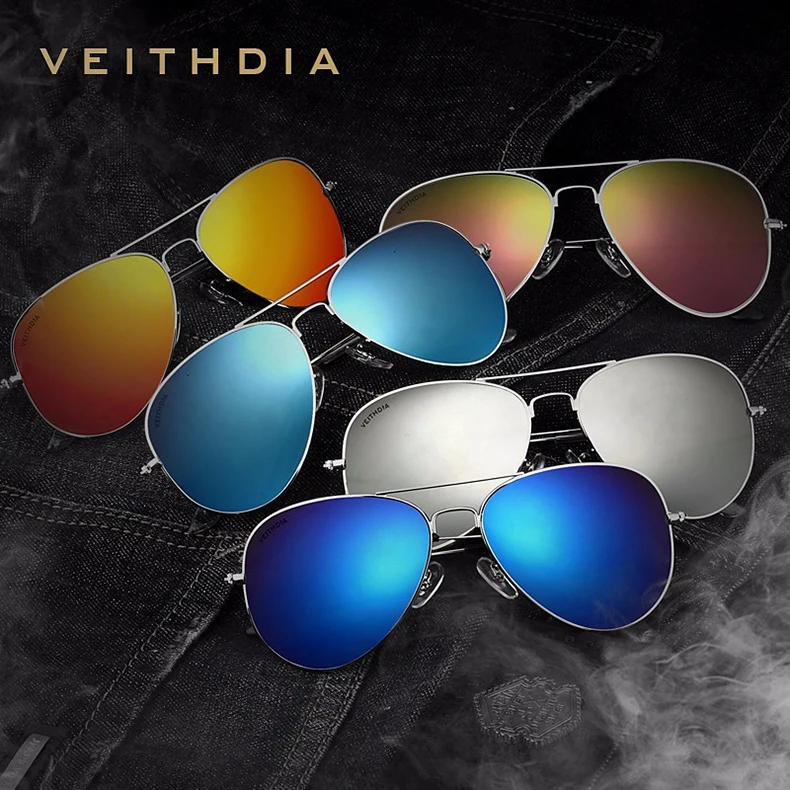 Бренд veithdia мужские винтажные Поляризованные солнцезащитные очки из сплава Классические солнцезащитные очки с покрытием линзы для вождения для мужчин 3026