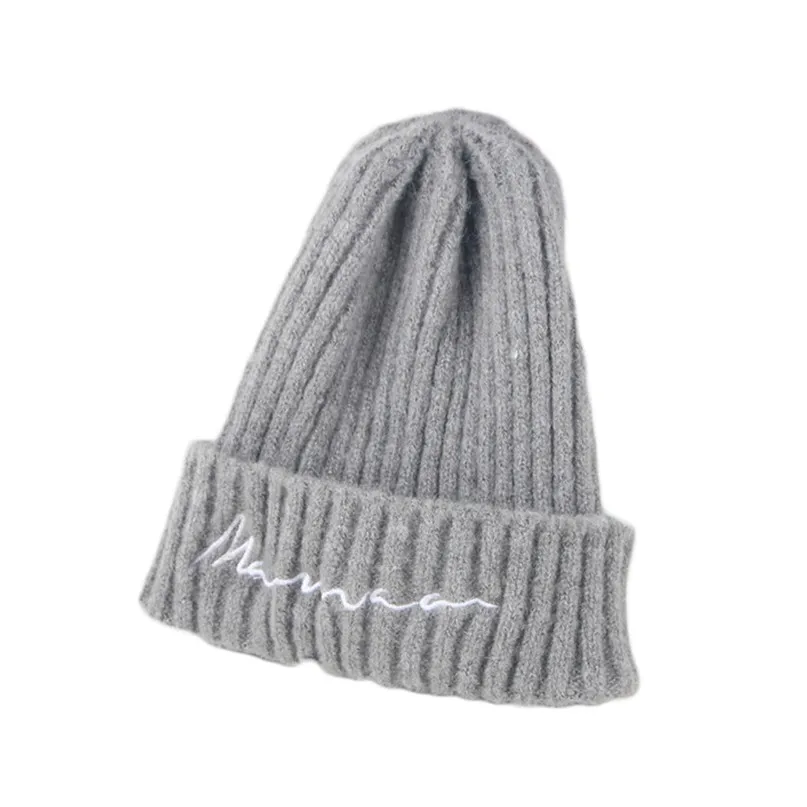 Unisex 50-54CM Children Pure Color Letter Keeping Warm And Simple Knitted Wool Hat Cap Winter Popular Cap 30SE02 (10)