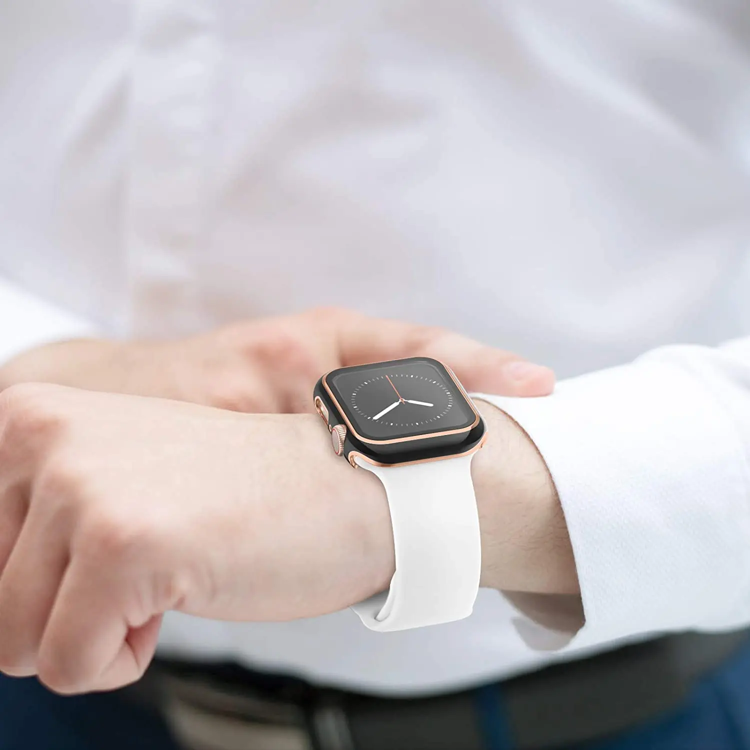 Full Screen Protector Bumper Frame Case for Apple Watch 6/SE/5/4/3/2/1 Cover Slim Tempered Glass Film for iWatch 4/5