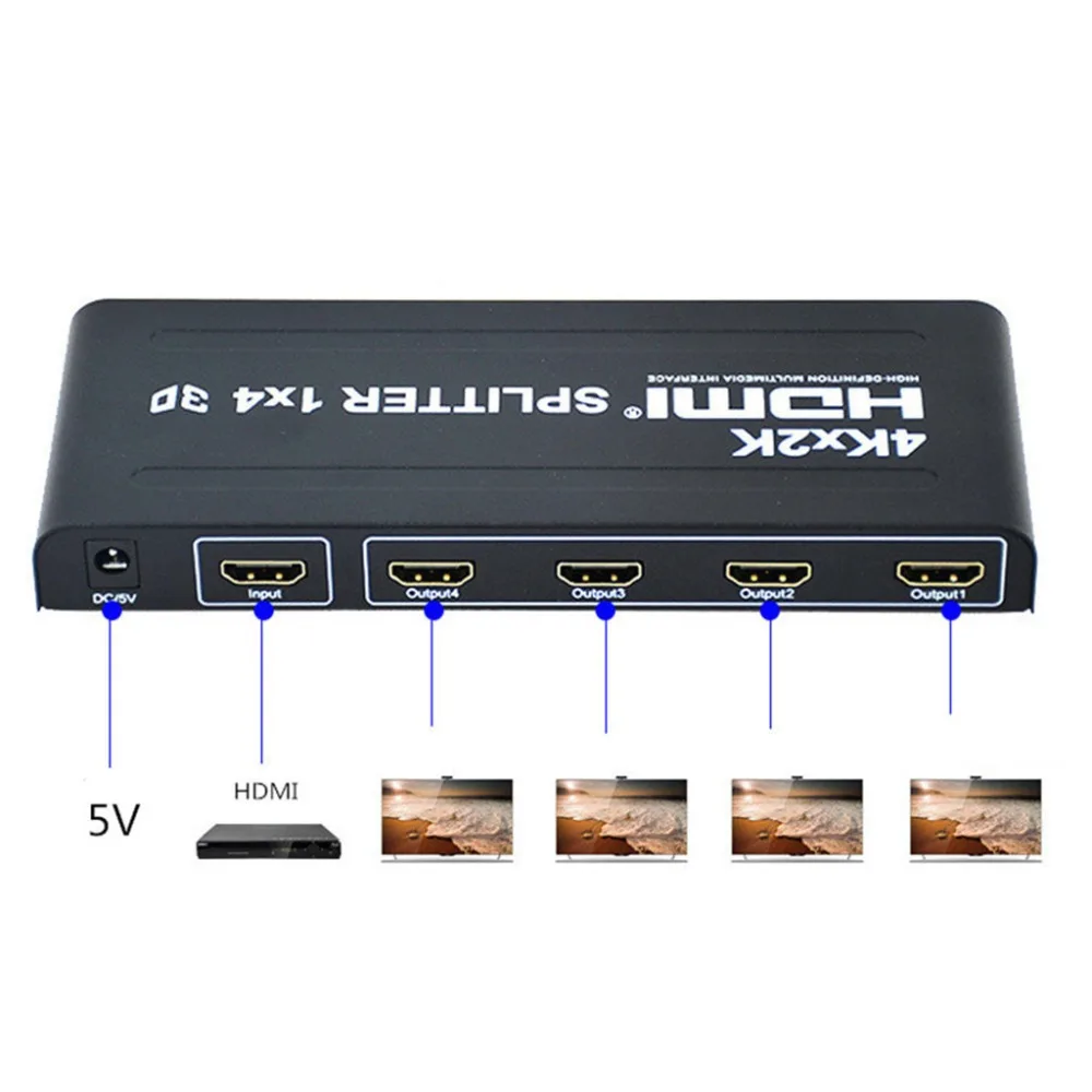 HDMI сплиттер с питанием 4 порта для Full HD 1080P и 3D Поддержка одного входного сигнала HDMI легко присваивается к 4 HDMI S18