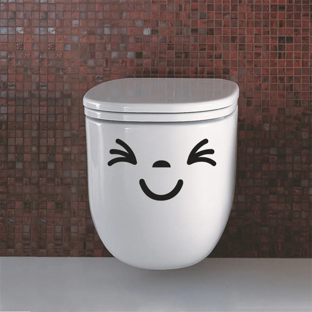 New 1pc Cute Diy Smile Face Toilet Stickers  Furniture Decoration Wall Decals Fridge Washing Machine Sticker Bathroom Car Gift
